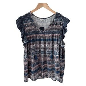 Lucky Brand Sleeveless Top Tassles Boho Size XL NWT 100% Viscose